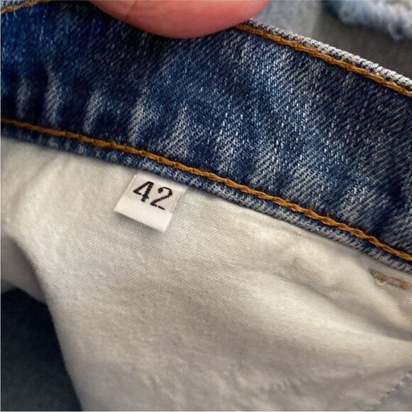 Flavio Castellani Blue Jean Shorts with Fringe Detailing, US4 - Picture 6 of 7